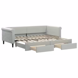 VidaXL 3197819, lit sofa, Gris, mousse, Métal, Polyester, Bois, 2290 mm, 1000 mm