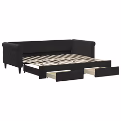 VidaXL 3197823, lit sofa, Noir, mousse, Métal, Polyester, Bois, 2290 mm, 1000 mm