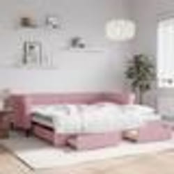 vidaXL Lit de jour avec gigogne et tiroirs rose 100x200 cm velours 3197829