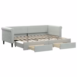 VidaXL 3197832, lit sofa, Gris, mousse, Métal, Polyester, Bois, 2190 mm, 1000 mm