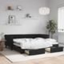 vidaXL Lit de jour avec gigogne et tiroirs noir 90x190 cm velours - 90 x 190 cm