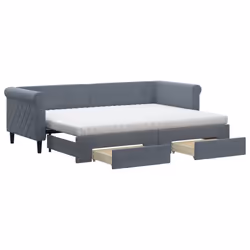 VidaXL 3197837, lit sofa, Gris, mousse, Métal, Polyester, Bois, 2290 mm, 900 mm