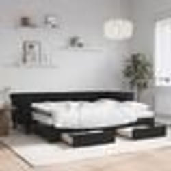 vidaXL Lit de jour avec gigogne et tiroirs noir 80x200 cm velours - 80 x 200 cm