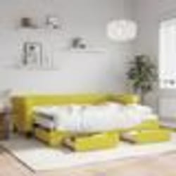 vidaXL Lit de jour avec gigogne et tiroirs jaune 80x200 cm velours - 80 x 200 cm