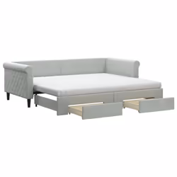 VidaXL 3197843, lit sofa, Gris, mousse, Métal, Polyester, Bois, 2290 mm, 1000 mm