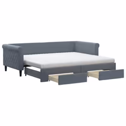 VidaXL 3197844, lit sofa, Gris, mousse, Métal, Polyester, Bois, 2290 mm, 1000 mm