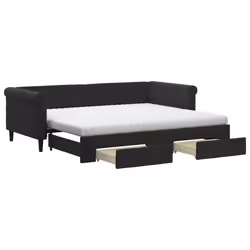 VidaXL 3197847, lit sofa, Noir, mousse, Métal, Polyester, Bois, 2290 mm, 1000 mm