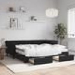 vidaXL Lit de jour avec gigogne et tiroirs noir 90x190 cm velours - 90 x 190 cm