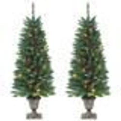 vidaXL Sapins de Noël artificiels 2 pcs 100 LED vert 120 cm