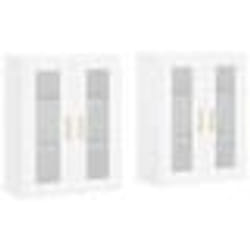 vidaXL Armoires murales 2 pcs blanc bois d'ingénierie