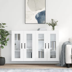vidaXL Armoires murales 2 pcs blanc bois d'ingénierie