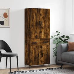 vidaXL Buffet haut Chêne fumé 69,5x34x180 cm Bois d'ingénierie