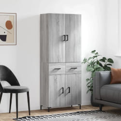 vidaXL Buffet haut Sonoma gris 69,5x34x180 cm Bois d'ingénierie