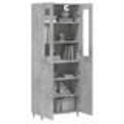 vidaXL Buffet haut Gris béton 69,5x34x180 cm Bois d'ingénierie