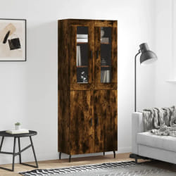 vidaXL Buffet haut Chêne fumé 69,5x34x180 cm Bois d'ingénierie