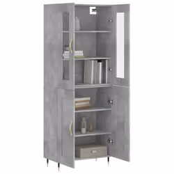 vidaXL Buffet haut Gris béton 69,5x34x180 cm Bois d'ingénierie