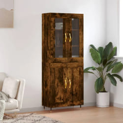 vidaXL Buffet haut Chêne fumé 69,5x34x180 cm Bois d'ingénierie