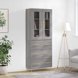 Vidaxl - Buffet haut Sonoma gris 69,5x34x180 cm Bois d'ingénierie