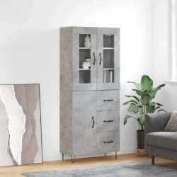vidaXL Buffet haut Gris béton 69,5x34x180 cm Bois d'ingénierie