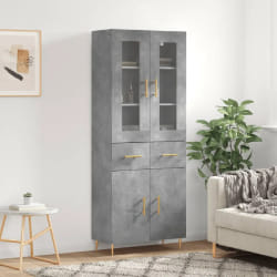 vidaXL Buffet haut Gris béton 69,5x34x180 cm Bois d'ingénierie