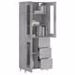 vidaXL Buffet haut Gris béton 69,5x34x180 cm Bois d'ingénierie