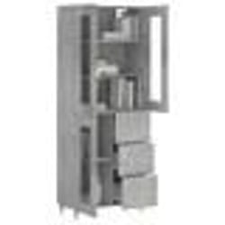 vidaXL Buffet haut Gris béton 69,5x34x180 cm Bois d'ingénierie