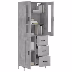 vidaXL Buffet haut Gris béton 69,5x34x180 cm Bois d'ingénierie