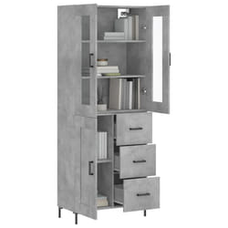 vidaXL Buffet haut Gris béton 69,5x34x180 cm Bois d'ingénierie