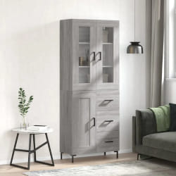 vidaXL Buffet haut Sonoma gris 69,5x34x180 cm Bois d'ingénierie