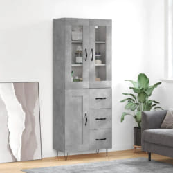 vidaXL Buffet haut Gris béton 69,5x34x180 cm Bois d'ingénierie