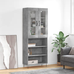 vidaXL Buffet haut Gris béton 69,5x34x180 cm Bois d'ingénierie