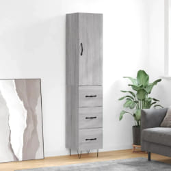 vidaXL Buffet haut Sonoma gris 34,5x34x180 cm Bois d'ingénierie