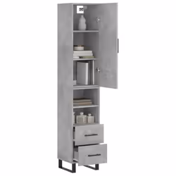 vidaXL Buffet haut Gris béton 34,5x34x180 cm Bois d'ingénierie