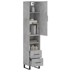 vidaXL Buffet haut Gris béton 34,5x34x180 cm Bois d'ingénierie