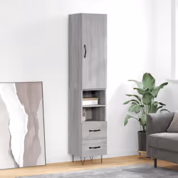 vidaXL Buffet haut Sonoma gris 34,5x34x180 cm Bois d'ingénierie