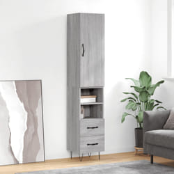 vidaXL Buffet haut Sonoma gris 34,5x34x180 cm Bois d'ingénierie