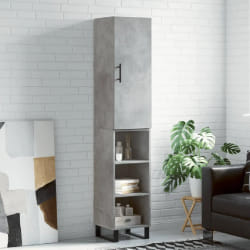vidaXL Buffet haut Gris béton 34,5x34x180 cm Bois d'ingénierie