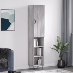 vidaXL Buffet haut Sonoma gris 34,5x34x180 cm Bois d'ingénierie
