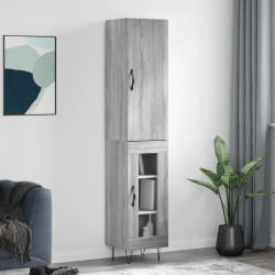 vidaXL Buffet haut Sonoma gris 34,5x34x180 cm Bois d'ingénierie