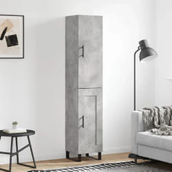 vidaXL Buffet haut Gris béton 34,5x34x180 cm Bois d'ingénierie