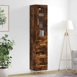 vidaXL Buffet haut - Chêne fumé 34,5x34x180 cm