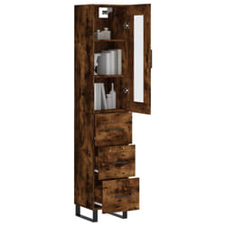vidaXL Buffet haut Chêne fumé 34,5x34x180 cm Bois d'ingénierie