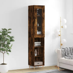 vidaXL Buffet haut - Chêne fumé 34,5x34x180 cm