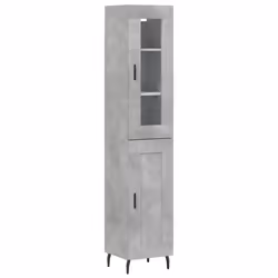 vidaXL Buffet haut Gris béton 34,5x34x180 cm Bois d'ingénierie