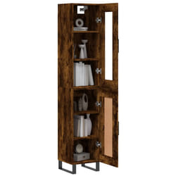 vidaXL Buffet haut Chêne fumé 34,5x34x180 cm Bois d'ingénierie