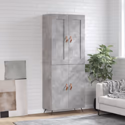 vidaXL Buffet haut Gris béton 69,5x34x180 cm Bois d'ingénierie