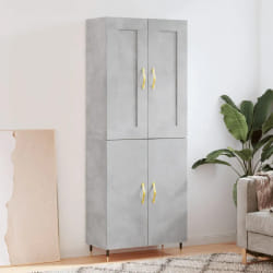 vidaXL Buffet haut Gris béton 69,5x34x180 cm Bois d'ingénierie