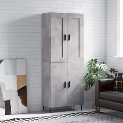 vidaXL Buffet haut Gris béton 69,5x34x180 cm Bois d'ingénierie