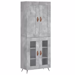 vidaXL Buffet haut Gris béton 69,5x34x180 cm Bois d'ingénierie