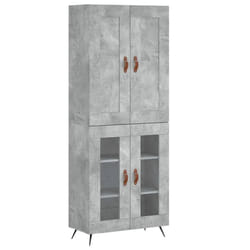 vidaXL Buffet haut Gris béton 69,5x34x180 cm Bois d'ingénierie